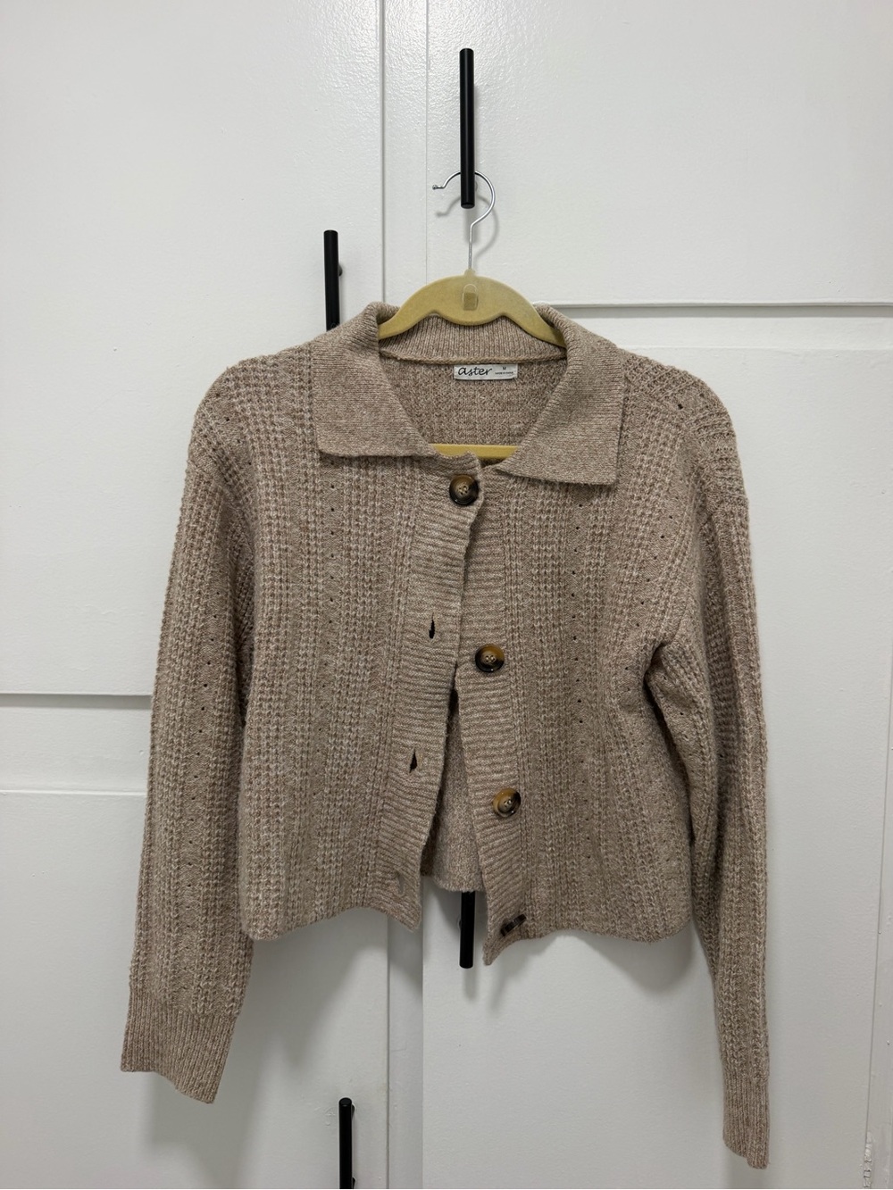Aster Women's Taupe Button-Up Knit Cardigan